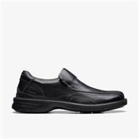 Clarks Mens Gessler Step Black Leather Slip Ons,Loafers Leather Smart