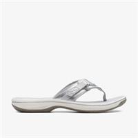 Clarks Womens Brinkley Sea Silver Synthetic Flip Flops,Flat Sandals Synthetic
