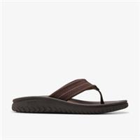 Clarks Mens Wesley Belt Dark Brown Flip Flops Textile Sports