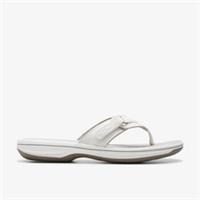 Clarks Womens Brinkley Sea White Synthetic Flip Flops,Flat Sandals Synthetic