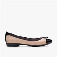 Clarks Womens Candra Glow Praline Leather Ballet Pumps,Slip Ons Leather Smart