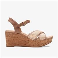 Clarks Womens Elleri Plum Praline Leather Wedges Leather Casual