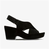 Clarks Womens Maritsa Lara Black Suede Wedges Suede Casual