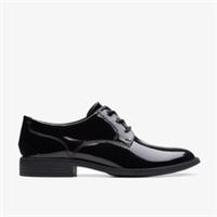 Clarks Womens Camzin Iris Black Patent Leather Lace Up Patent Casual