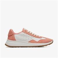 Clarks Womens DashLite Lace Coral/White Trainers Suede Sports