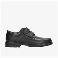 Clarks Boys Remi Pace Youth Black Leather School Shoes,Riptape Leather