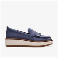 Clarks Womens Orianna W Loafer Navy Nubuck Slip Ons,Loafers Nubuck Casual