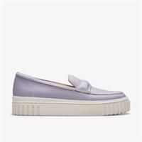 Clarks Womens Mayhill Cove Lilac Leather Slip Ons,Loafers Leather Casual