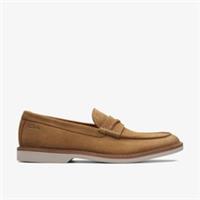 Clarks Mens Atticus LT Slip Dark Sand Suede Slip Ons,Loafers Waxy Suede Casual