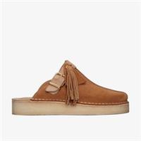 Clarks Womens Trek Mule Light Tan Combination Slip Ons,Mules Suede Casual