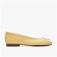 Clarks Womens Fawna Lily Yellow Leather Ballet Pumps,Slip Ons Leather Casual