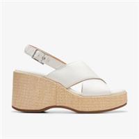 Clarks Womens Manon Wish Off White Leather Wedges Leather Casual