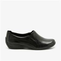 Clarks Womens Coffee Cake Black Leather Slip Ons Leather Smart Casual