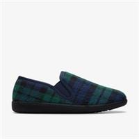 Clarks Mens Haworth Ease Navy Check Slippers Textile Casual