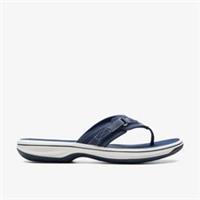 Clarks Womens Brinkley Sea Navy Synthetic Flat Sandals,Flip Flops Synthetic