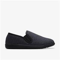 Clarks Mens Haworth Ease Dark Grey Slippers Textile Casual