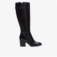 Clarks Womens Mascarpone 2 Up Black Leather Knee High Boots,Heels Leather Casual