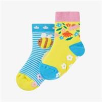 Clarks Girls Grippy Socks 2 Pack 1-2 yrs Bumblebee Multicolour Socks Textile