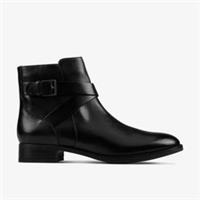 Clarks Womens Hamble Buckle Black Leather Ankle Boots Leather Casual