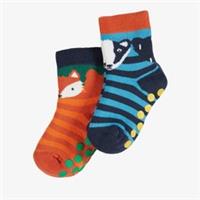 Clarks Boys,Girls,Kids Unisex Grippy Socks 6-12 months 2 Pack Pacific Blue Socks