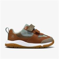 Clarks Boys Steggy Soar Toddler Tan Combination Trainers Leather Casual