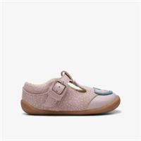 Clarks Girls Roamer Mist Toddler Dusty Pink T Bar Shoes,Pre Walker Leather