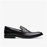 Clarks Mens Brandon Step Black Leather Loafers,Slip Ons Leather Smart