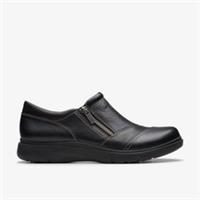 Clarks Womens Certina Pure Black Leather Slip Ons Leather Casual