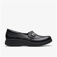 Clarks Womens Certina Ease Black Leather Slip Ons Leather Casual