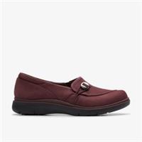 Clarks Womens Certina Ease Wine Nubuck Slip Ons Nubuck Casual