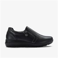 Clarks Womens Un Bay Zip Black Leather Slip Ons Leather Casual