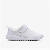 Clarks Girls Aeon Pace Older White Trainers,Riptape Textile Sports