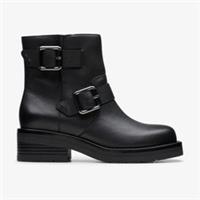 Clarks Womens Rebelle Buckle Black Leather Ankle Boots Leather Casual