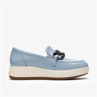 Clarks Womens Zylah May Light Blue Leather Loafers,Slip Ons Leather Casual