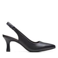 Clarks Womens Kataleyna Step Black Leather Heels,Sling Back Leather Smart