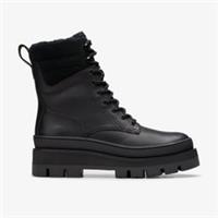 Clarks Womens Orianna 2 Hike Black Warmlined Leather Ankle Boots,Lace Up Leather