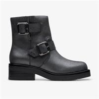 Clarks Womens Rebelle Buckle Pewter Metallic Ankle Boots Leather Casual