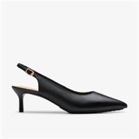 Clarks Womens Adela Sling Black Leather Heels,Sling Back Leather Smart