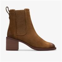 Clarks Womens Chamberly Top Walnut Suede Ankle Boots,Heels,Chelsea Boots Suede