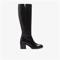 Clarks Womens Valvestino Hi Black Leather Knee High Boots,Heels Leather Casual