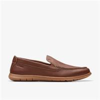 Clarks Mens Flexway Step Light Brown Leather Loafers,Slip Ons Leather Casual