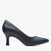 Clarks Womens Kataleyna Gem Navy Leather Court Shoes,Heels Leather Smart