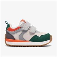 Clarks Boys Dyrham Dash Toddler White/Grey Trainers,Riptape Suede Casual