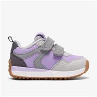 Clarks Girls Dyrham Dash Toddler Lilac Combination Trainers,Riptape Suede Casual