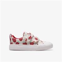 Clarks Girls Foxing Fraise Toddler Cotton Metallic Canvas,Riptape Textile Casual