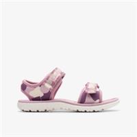 Clarks Girls Surfing Tide Kid Pink Interest Flat Sandals,Riptape Textile Casual
