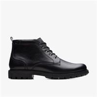Clarks Mens Batcombe Mix Black Leather Ankle Boots,Lace Up Leather Casual