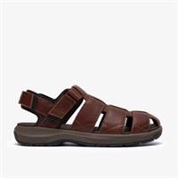 Clarks Mens Guideview Cove Dark Brown Leather Flat Sandals,Fisherman Sandals