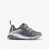 Clarks Girls Tidal Star Toddler Blue Multicolour Trainers,Riptape Textile Casual