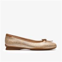 Clarks Womens Jazmynn Bow Tan Interest Slip Ons,Ballet Pumps Textile Casual